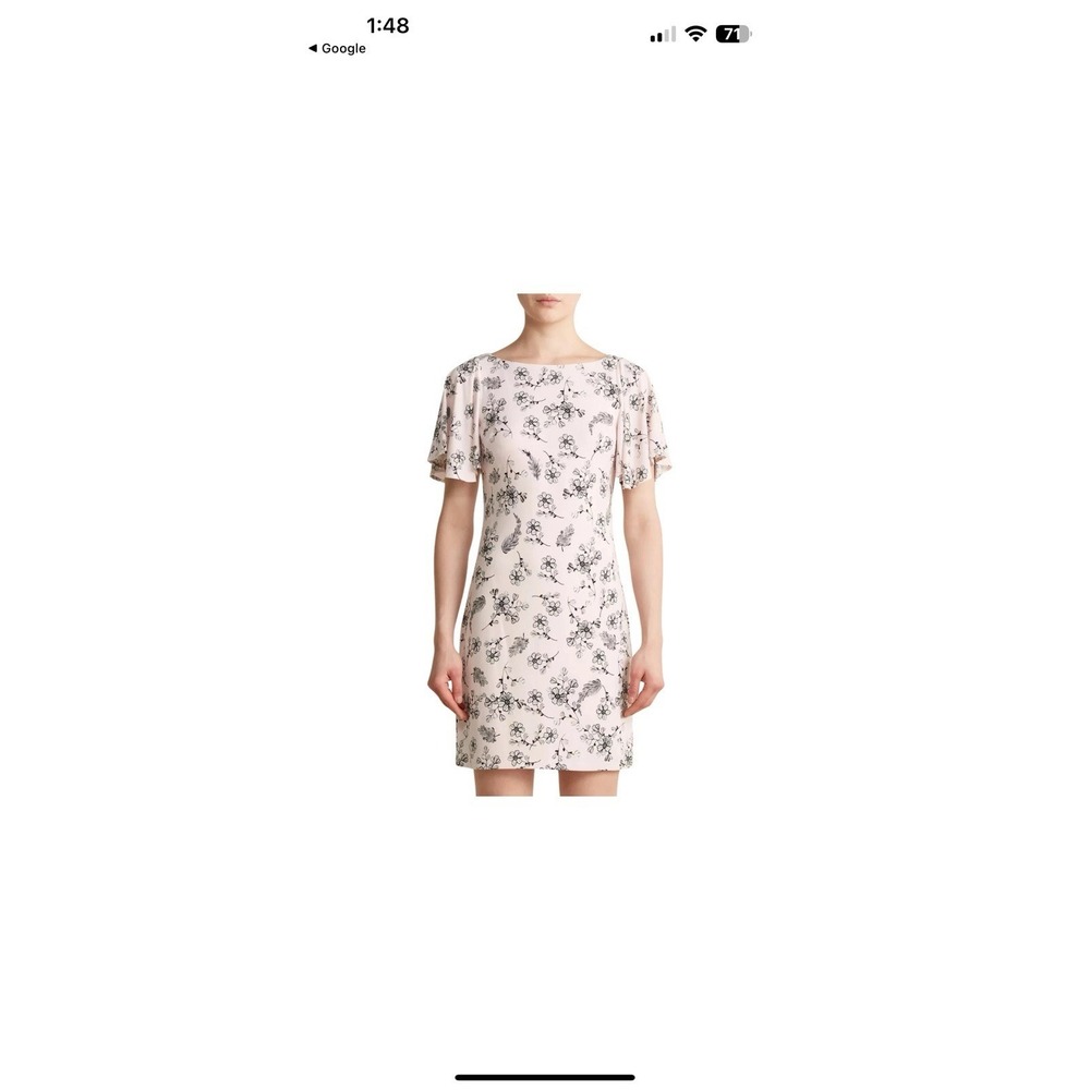 Karl Lagerfeld paris 6 Pink/gray Floral Flutter short sleeve Sheath Dress